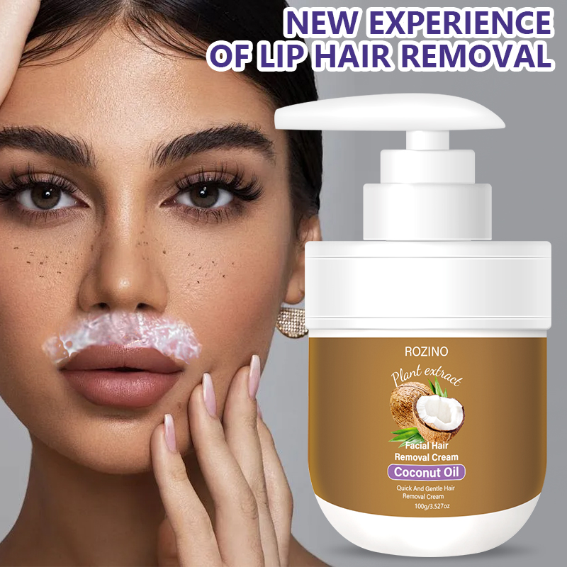 Hair Care Natural Ingredients - Rozino Kokosolie Lip- en Haarverwijderingscrème, met