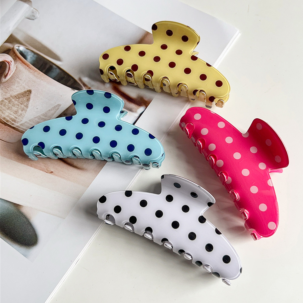 Hair Care Lotion - Elegante Koreaanse crèmekleurige polkadot halvemaanvormige haarclip,
